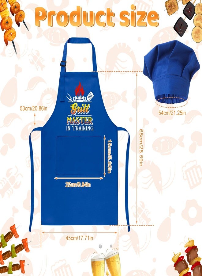 XLSXEXCL Kids Apron and Chef Hat Set, Funny Apron Adjustable Child Aprons Chef in Training Kitchen Aprons for Boys and Girls for Cooking, Baking, Painting, Training (Blue) - Image 2